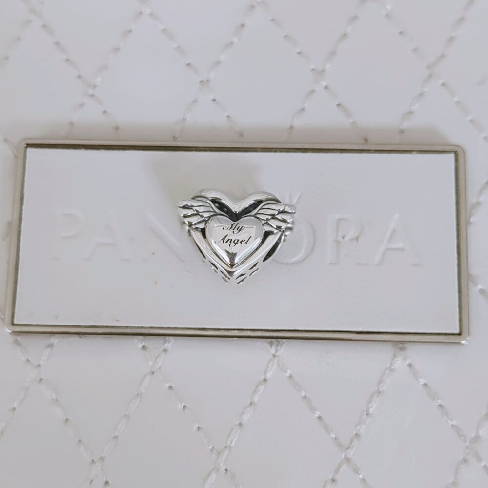 Pandora Angel Wings & Mom Dangle Charm S925 Sterling Silver Bracelet Pendant